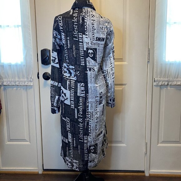 LIVE 4 TRUTH Fashion Newspaper Print Sheer Tunic Top Small City Artsy Journalism - Picture 3 of 15